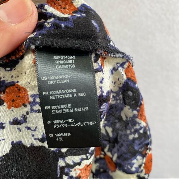 Twentyone Abstract Print Top small long sleeve cinched waist blouse - Picture 9 of 10